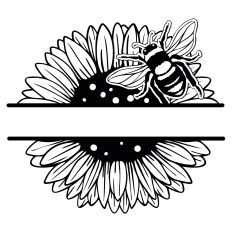 Sunflower and Bee Split SVG Cut File