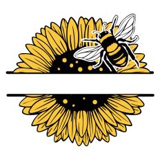 Sunflower and Bee Split SVG Cut File