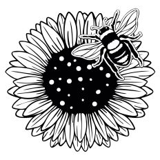 Sunflower and Bee SVG Cut File