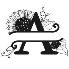 Sunflower Split Monogram Letter A SVG Cut File