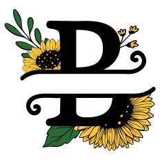 Sunflower Split Monogram Letter B SVG Cut File