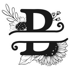 Sunflower Split Monogram Letter B SVG Cut File