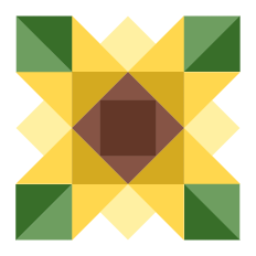 Sunflower Quilt Block, Cute Geometric Design
