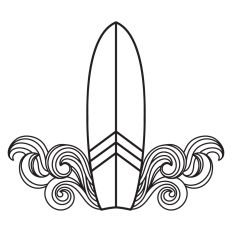 Surfboard with waves