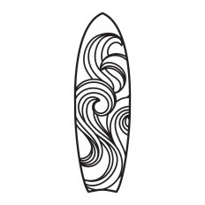 Surfboard with waves pattern