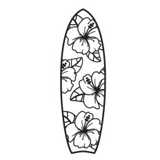 Surfboard with tropical flowers