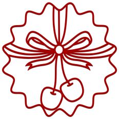 Sweet Cherry Ribbon Bow Wrapped Wavy Circle
