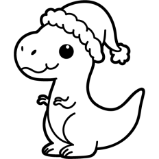 cute christmas t rex with santa hat lineart