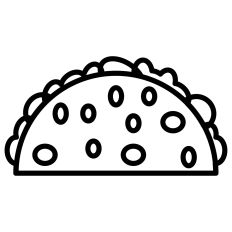 Tacos Outline, Taco Tuesday, Fiesta, Cinco de Mayo