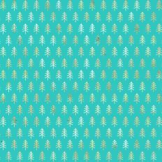 Teal and Gold Foiled Christmas Tree Background Pattern