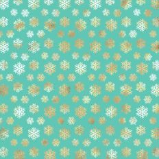 Teal and Gold Foiled Snowflake Background