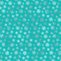 Teal and Silver Foiled Snowflake Background Pattern