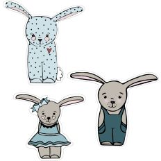 Sweet Bunnies in teal print and cut