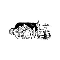 nature adventure scenery in a bottle illustration