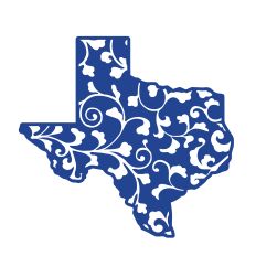 Texas Silhouette with Flourish Pattern