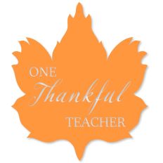 One Thankful Teacher word art in a leaf