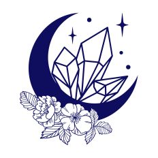 Mystical Moon with Crystals SVG Cut File