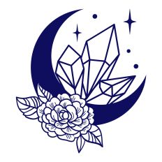 Mystical Moon with Crystals SVG Cut File