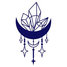 Mystical Moon with Crystals SVG Cut File