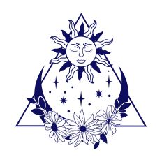 Mystical Sun and Floral Moon SVG Cut File