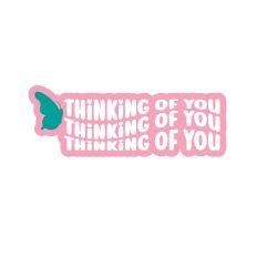 Thinking of You Butterfly Retro Wavy Layered Quote