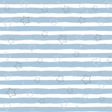 Pattern with blue stripes with stars and hearts