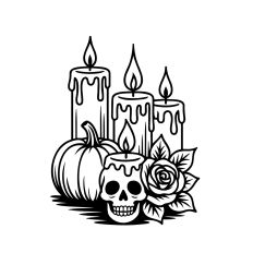 Gothic Halloween Candelabra Skull