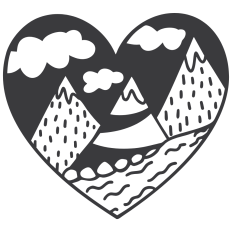 Mountain Scene in a Heart
