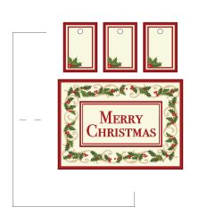 MERRY CHRISTMAS HOLLY CARD and TAGS