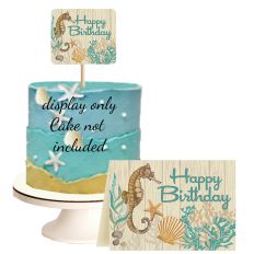 SEAHORSE BIRTHDAY CARD & CAKE TOPPER