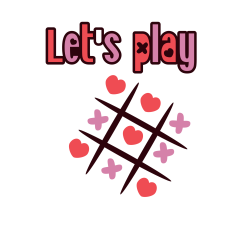 Tic Tac Toe for couples with hearts and crosses SVG