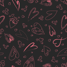 TOSSED VALENTINE HEARTS REPEAT PATTERN DARK MUTED