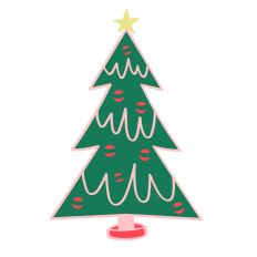 Whimsical Christmas Tree - Decorated with Ornaments and Ribbons