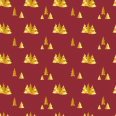 Sparkle Christmas—Gold Trees - Dk Red