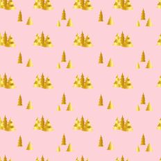 Sparkle Christmas—Gold Trees - Pink