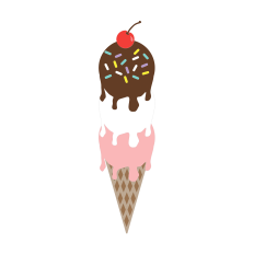 Triple Summer Ice Cream Cone Cherry & Sprinkles