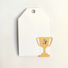 trophy gift tag svg, multi layered tag SVG, trophy with star, father's day gift tag, sports gift tag, congrats gift tag