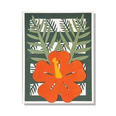 Tropical Hibiscus Palm Stripe Card SVG Cut File