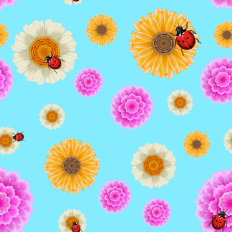 Large floral printable pattern paper  - turquoise background