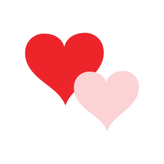 Two Hearts in Red & Pink
