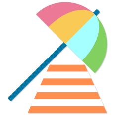 Colorful Umbrella and Towel, Summer Beach Design