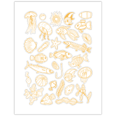 LINEWORK UNDERWATER CREATURES STICKER SHEET ORANGE