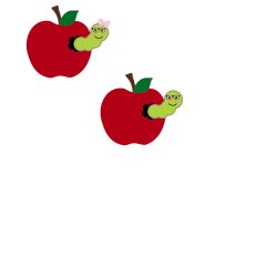 Cute Apple with Nerdy Worm SVG