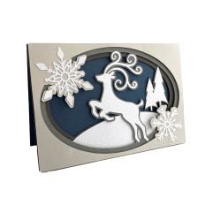 3D Christmas Reindeer Shadow Box Card with Snowflakes