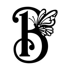Elegant Butterfly Monogram Letter B 