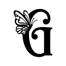 Monogram Letter G with Monarch Butterfly