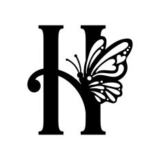 Monogram Letter H with Monarch Butterfly for Personalization