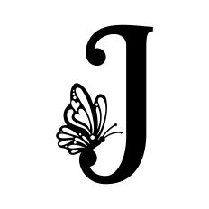 Monogram Letter J with Monarch Butterfly