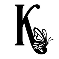 Letter K Monogram with Monarch Butterfly