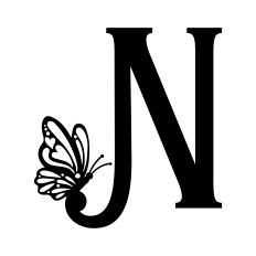 Elegant Letter N Monogram with Romantic Butterfly Accent